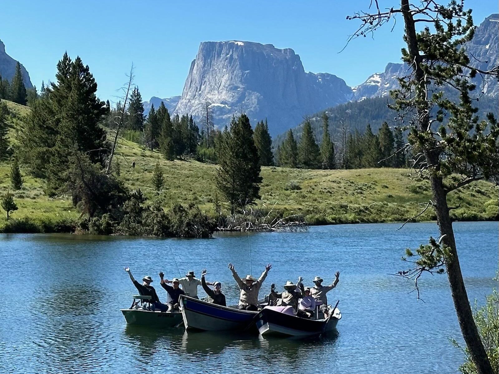 Spoken Team and clients on the headwaters of the upper Green River, Wyoming